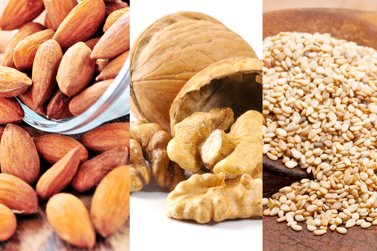 almond, walnuts, sesame seeds