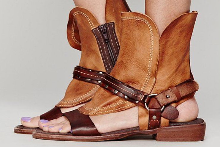 Fringe Leather Boot Sandals