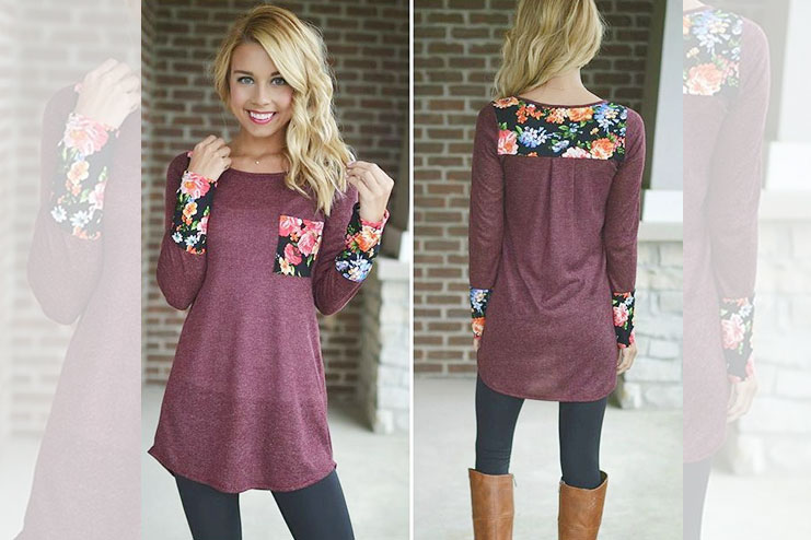 Floral Printed Tunic Top With Legging