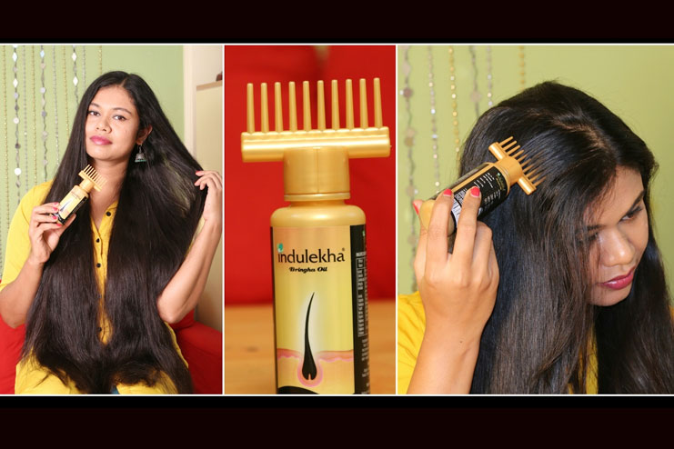 To apply Indulekha hair oil