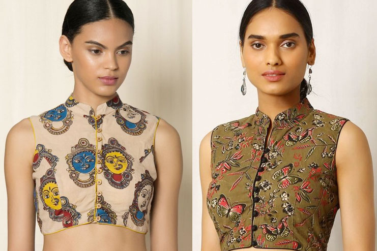 Closed neck kalamkari blouse