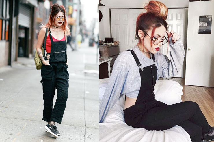 Black Overalls with crop top