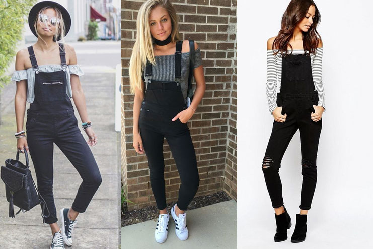 Black Overalls with Off Shoulder