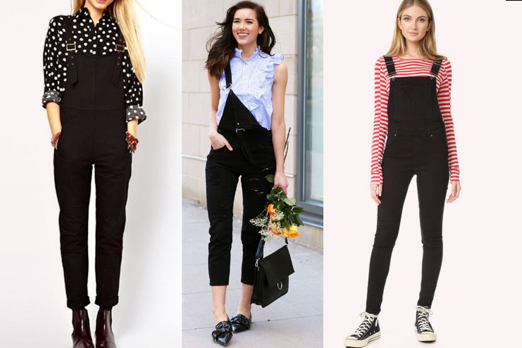Black Overalls with prints