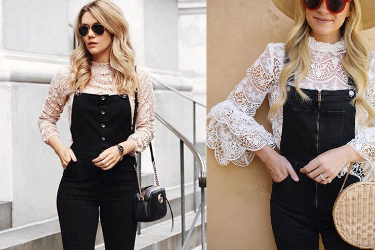 Black Overalls with Lace