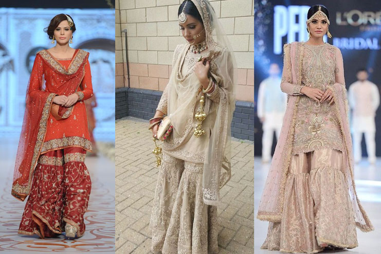 Gharara with sheer dupatta-Muslim wedding Dress Ideas