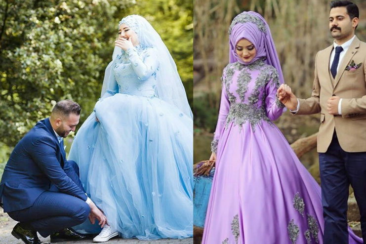 Coloured bridal Gowns-Muslim wedding Dress Ideas