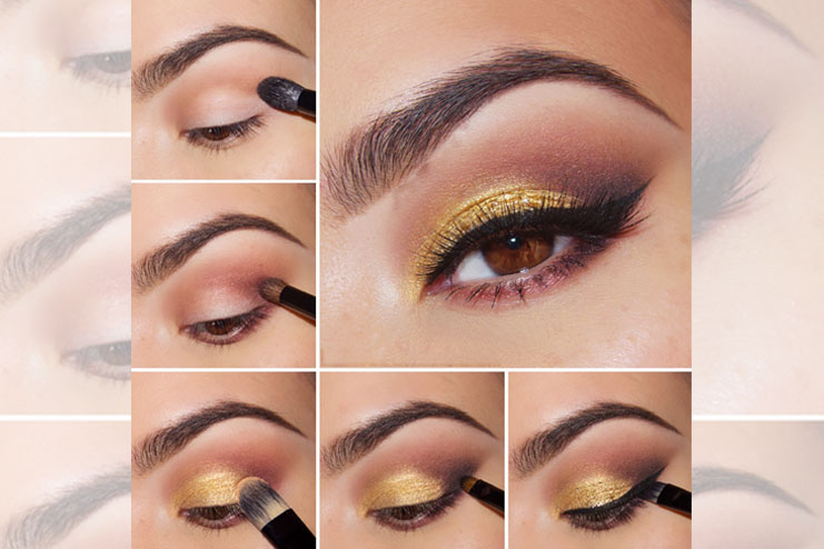 How to apply gold eyeshadow