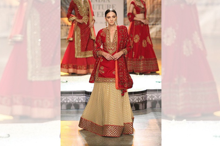 Bridal lehenga with long kurti