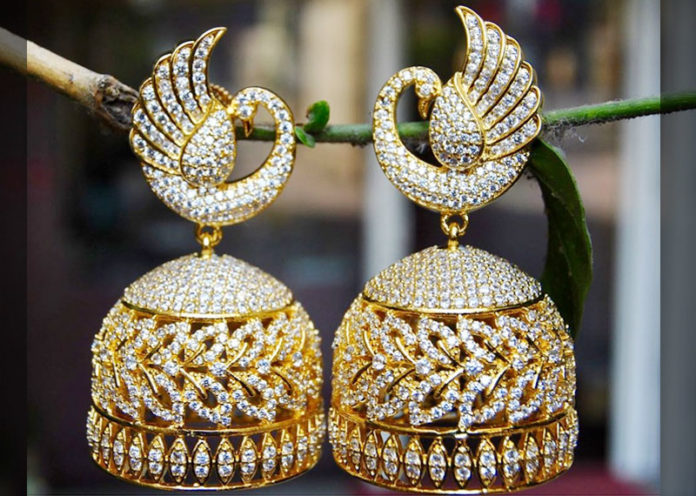 Diamond peacock Jhumkas