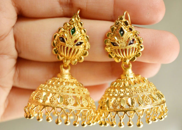 South Indian traditional gold plated jhumka