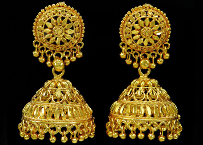 Traditional gold jhumka