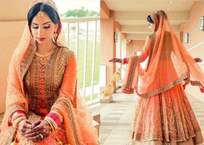 Peachy Orange Lehenga