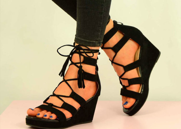 Lace up wedges