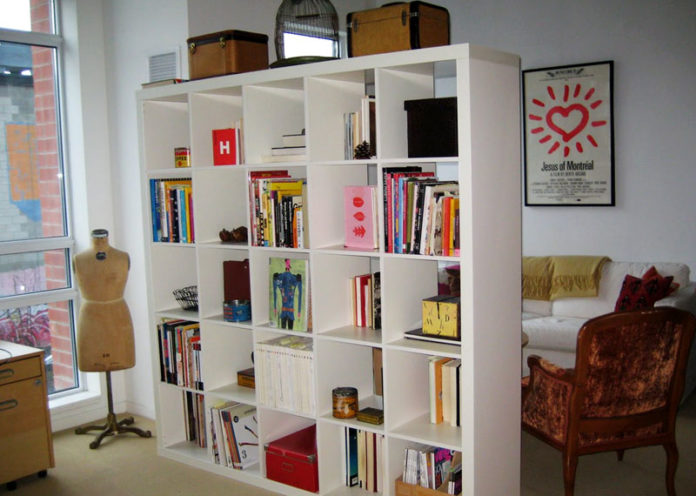 Use open bookcases as dividers