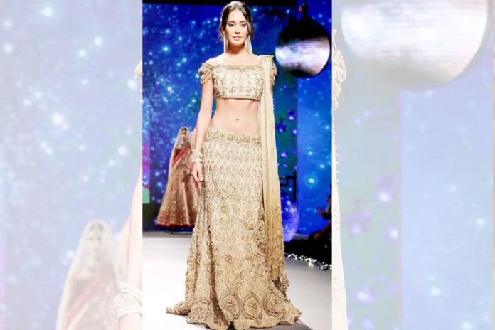 Blush Off-Shoulder Bridal Lehenga