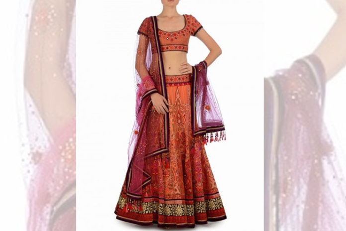 Velvet Applique Bridal Lehenga