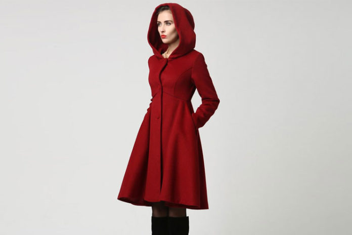 Red hooded coat