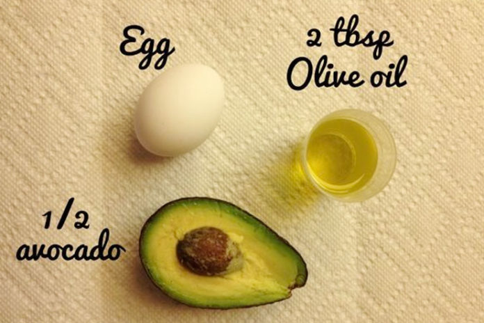 Avocado egg hair mask