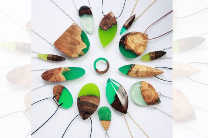 Colorful resin wooden jewelry