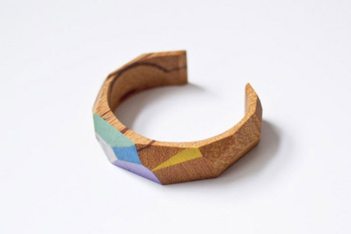 Hand-carved wooden half bracelet