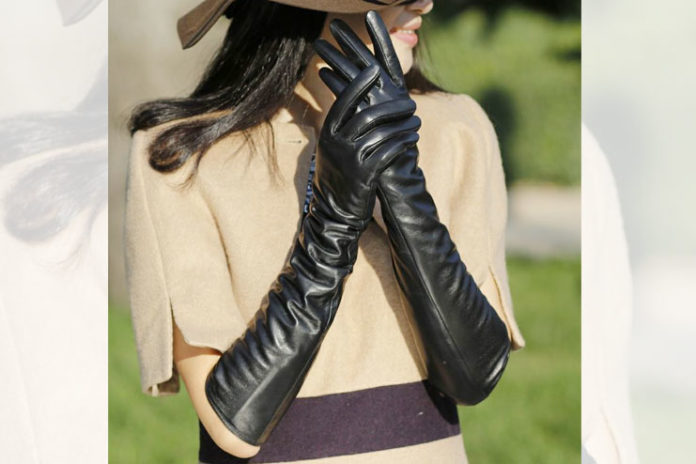 Black leather gloves