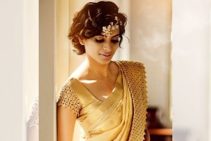Golden lace bridal blouse design