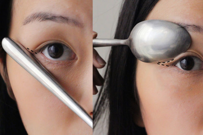 Use a spoon to create a winged liner