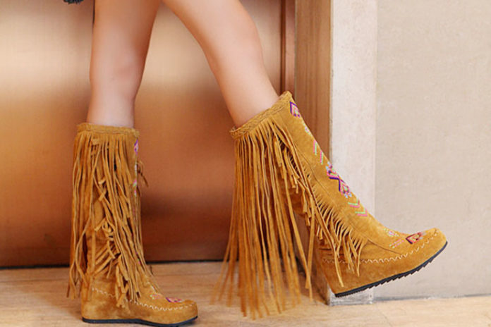 Knee High Fringe Boots