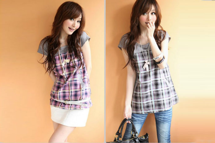 Checked womens tops