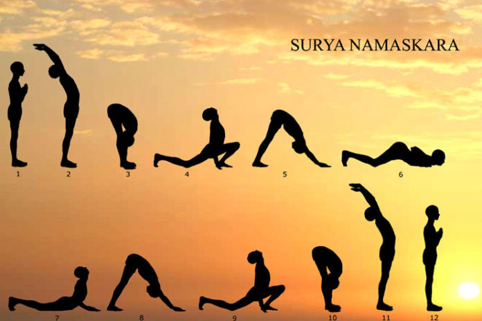 Surya namaskar or sun salutation