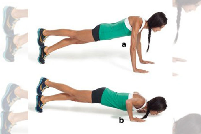 Stacked-foot pushup