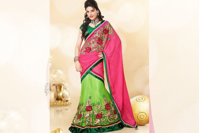 Embroidered lehanga choli saree