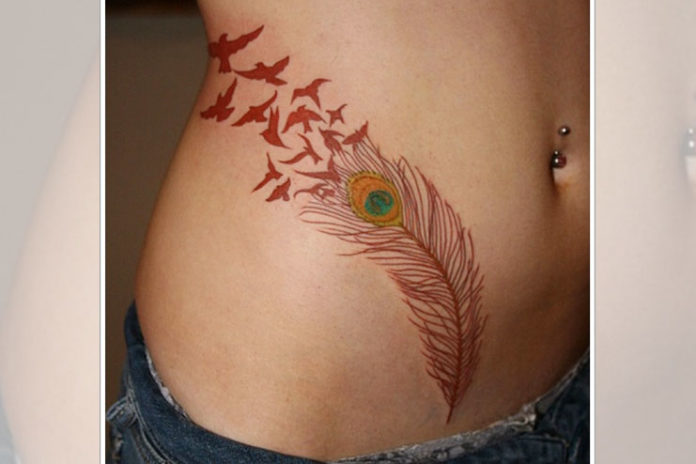 Peacock feather tattoo