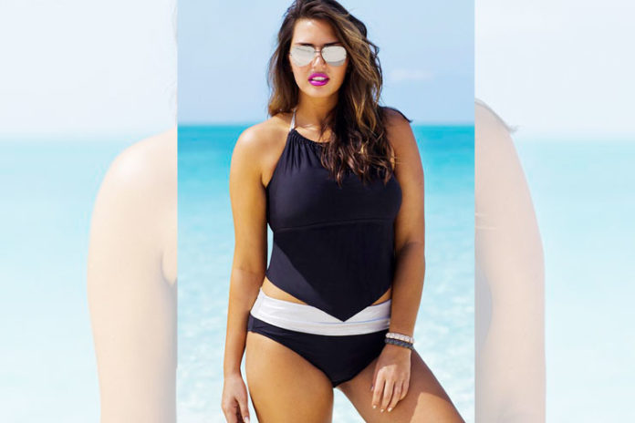 Plus-Size Black And White Beach Wear