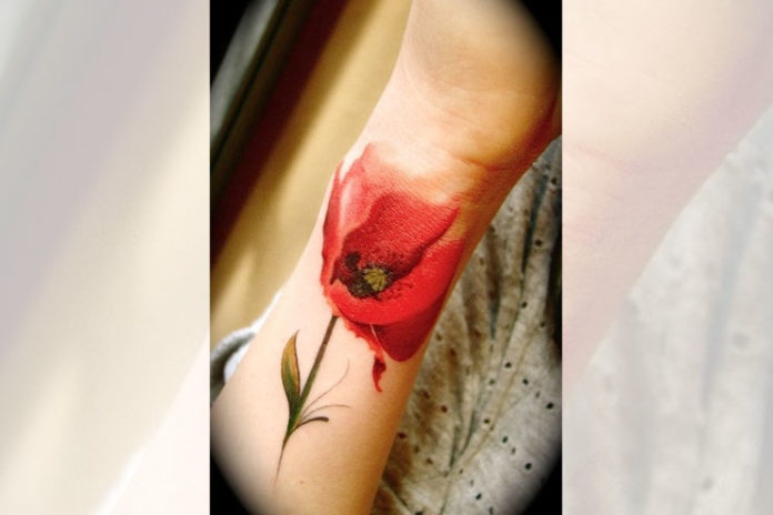 Flower Watercolor Wrist Tattoo