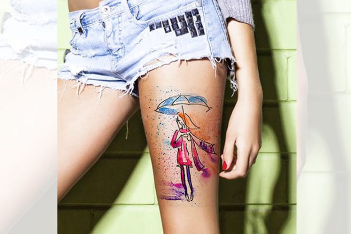 Thigh Watercolor Tattoo