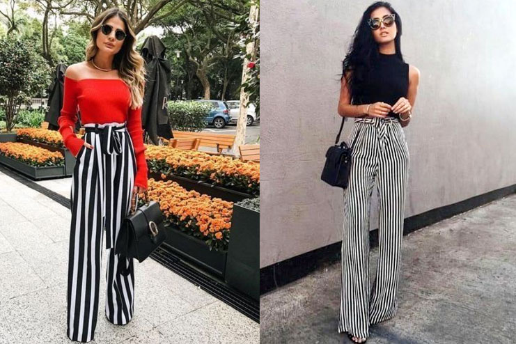 Striped Palazzo pants With Shirt-tee