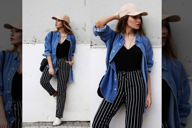 Striped Palazzo pants With Shirt