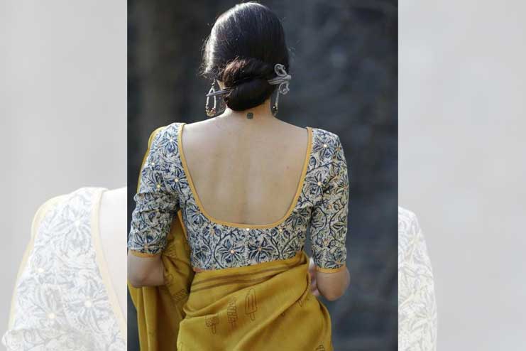 Cotton-Blouse-With-Deep-Square-shape-Back