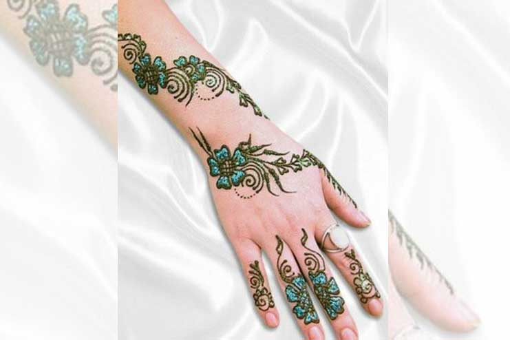 Green-and-blue-glitter-mehndi