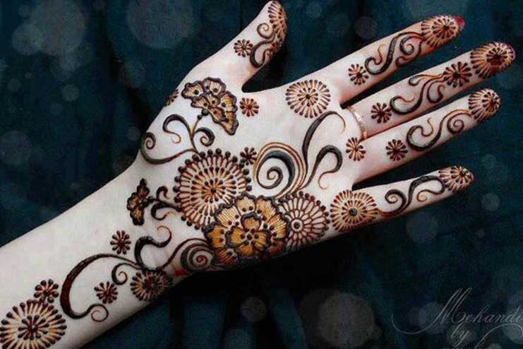 Orange-Colour-glitter-mehndi