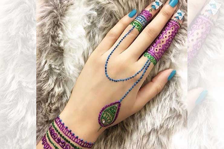 Purple-and-blue-glitter-mehndi