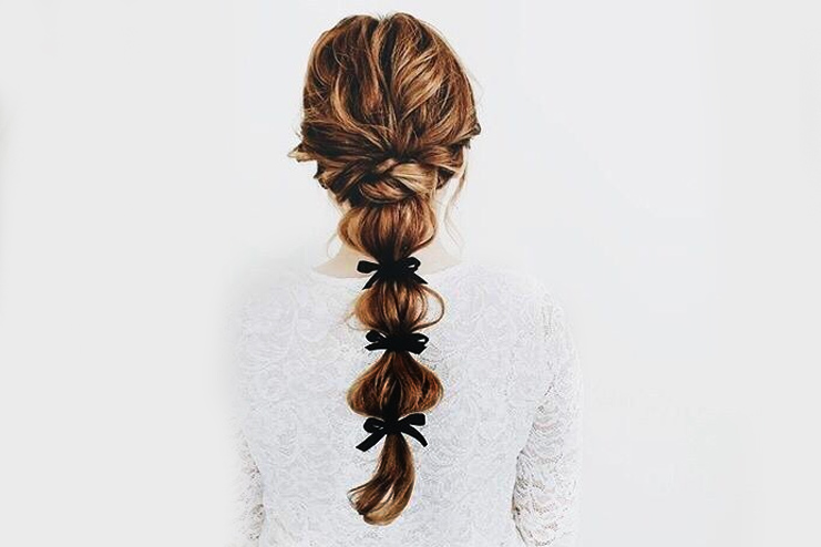 Bubble Ponytail with Ribbon Hairstyle