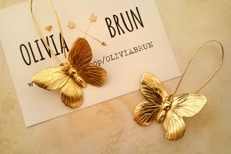 Butterfly drop earrings