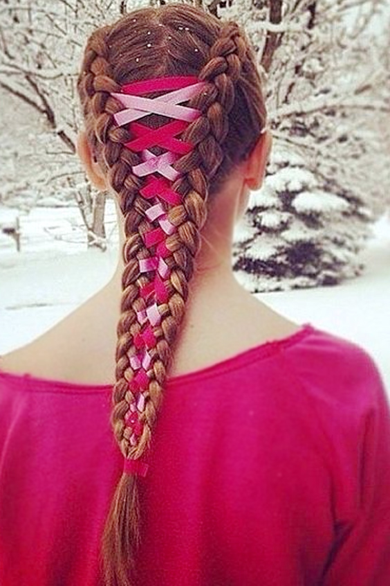 Corset Braid with Ribbon Hairstyle