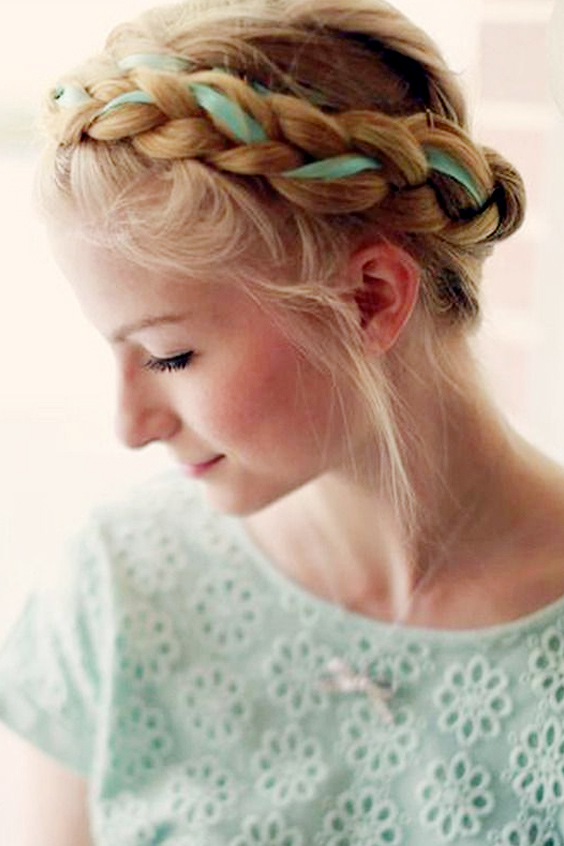 Crown Braid with Ribbon Style