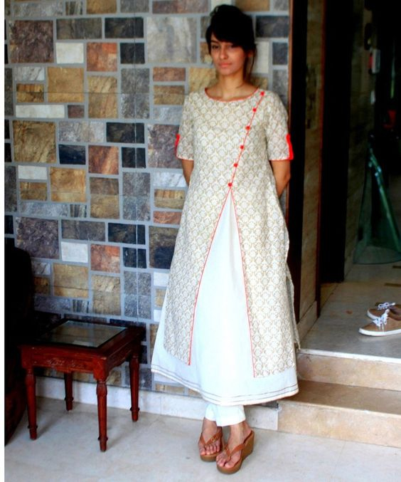 Double Layered kurti with a single slit