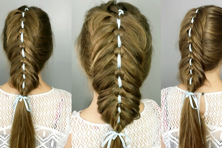 Fishtail Ribbon Braid Hair Style