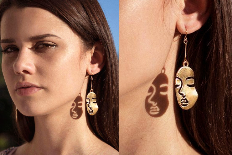 Half face drop earrings